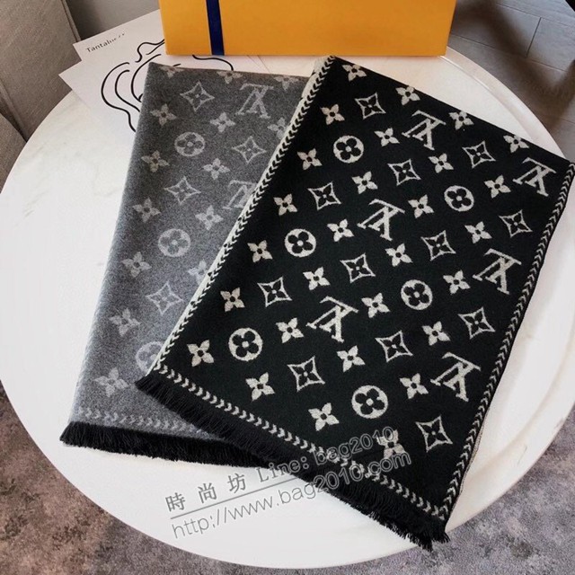 Louis Vuitton女款披肩圍巾 路易威登經典Monogram圖案大圍巾 LV拼色字母邊框提花圍巾  mmj1345